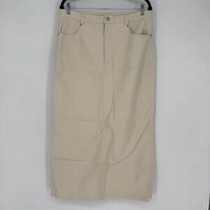 FREE PEOPLE CITY SLICKER FAUX LEATHER MAXI SKIRT CREAM SZ 10